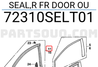 Honda 72310SELT01 SEAL,R FR DOOR OU