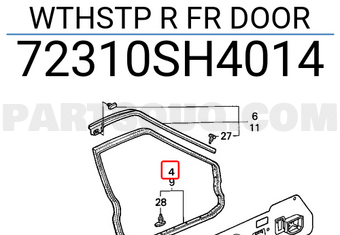 Honda 72310SH4014 WTHSTP R FR DOOR