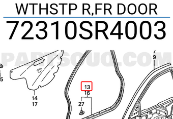 Honda 72310SR4003 WTHSTP R,FR DOOR