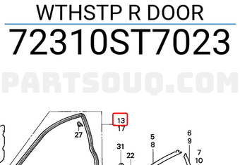 Honda 72310ST7023 WTHSTP R DOOR