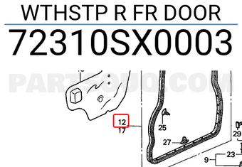 Honda 72310SX0003 WTHSTP R FR DOOR
