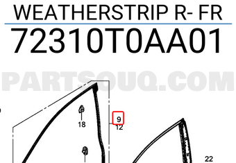 Honda 72310T0AA01 WEATHERSTRIP R- FR