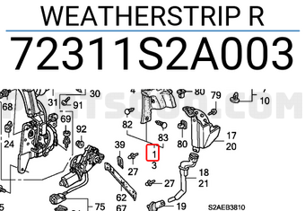 Honda 72311S2A003 WEATHERSTRIP R