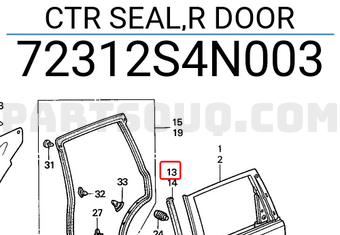 Honda 72312S4N003 CTR SEAL,R DOOR