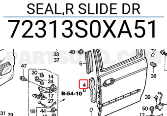 Honda 72313S0XA51 SEAL,R SLIDE DR