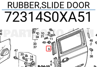 Honda 72314S0XA51 RUBBER,SLIDE DOOR