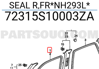 Honda 72315S10003ZA SEAL R,FR*NH293L*