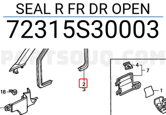 Honda 72315S30003 SEAL R FR DR OPEN