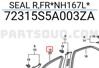 Honda 72315S5A003ZA SEAL R,FR*NH167L*