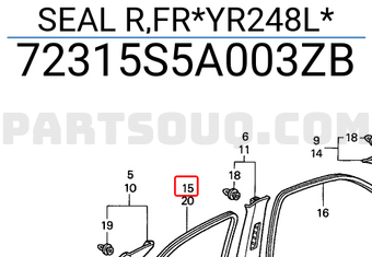 Honda 72315S5A003ZB SEAL R,FR*YR248L*