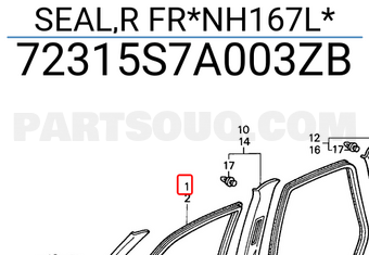 Honda 72315S7A003ZB SEAL,R FR*NH167L*
