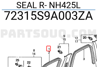 Honda 72315S9A003ZA SEAL R- NH425L