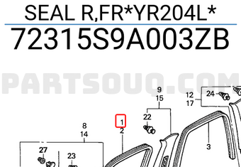 Honda 72315S9A003ZB SEAL R,FR*YR204L*