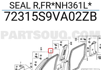 Honda 72315S9VA02ZB SEAL R,FR*NH361L*