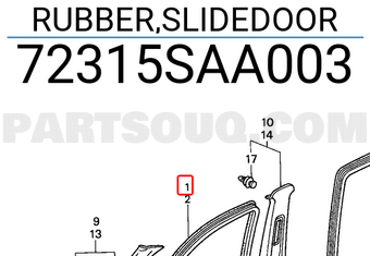 Honda 72315SAA003 RUBBER,SLIDEDOOR