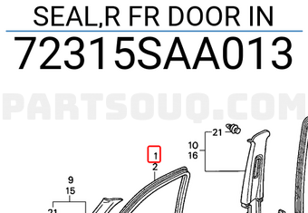 Honda 72315SAA013 SEAL,R FR DOOR IN