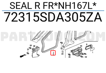 Honda 72315SDA305ZA SEAL R FR*NH167L*
