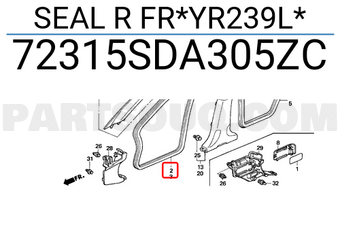 Honda 72315SDA305ZC SEAL R FR*YR239L*