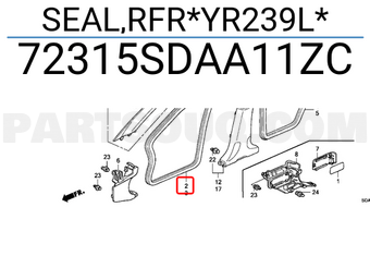 Honda 72315SDAA11ZC SEAL,RFR*YR239L*