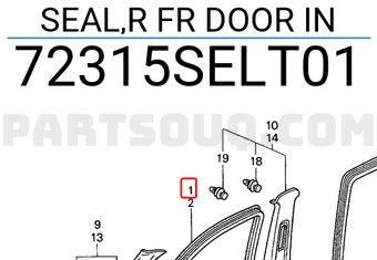 Honda 72315SELT01 SEAL,R FR DOOR IN