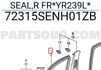 Honda 72315SENH01ZB SEAL,R FR*YR239L*