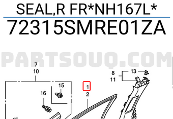 Honda 72315SMRE01ZA SEAL,R FR*NH167L*