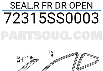 Honda 72315SS0003 SEAL,R FR DR OPEN