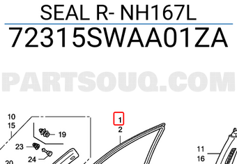 Honda 72315SWAA01ZA SEAL R- NH167L