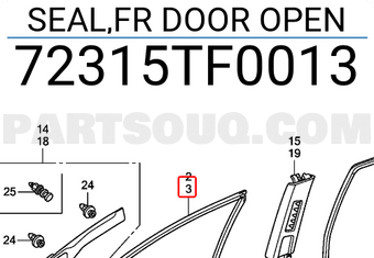 Honda 72315TF0013 SEAL,FR DOOR OPEN