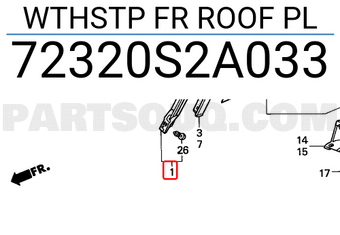 Honda 72320S2A033 WTHSTP FR ROOF PL