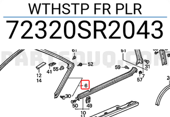 Honda 72320SR2043 WTHSTP FR PLR