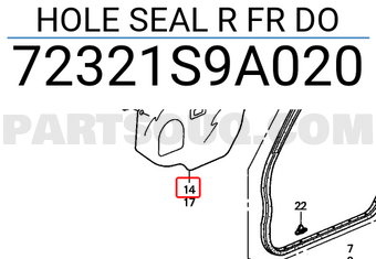 Honda 72321S9A020 HOLE SEAL R FR DO