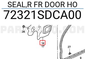 Honda 72321SDCA00 SEAL,R FR DOOR HO