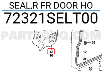 Honda 72321SELT00 SEAL,R FR DOOR HO