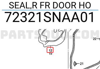 Honda 72321SNAA01 SEAL,R FR DOOR HO