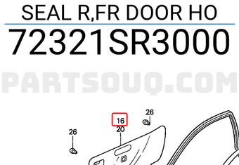 Honda 72321SR3000 SEAL R,FR DOOR HO