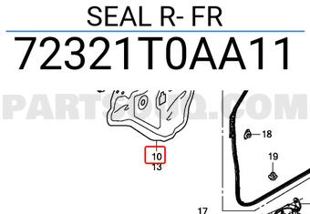 Honda 72321T0AA11 SEAL R- FR
