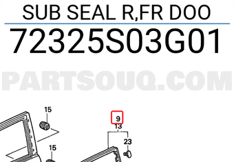 Honda 72325S03G01 SUB SEAL R,FR DOO
