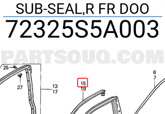 Honda 72325S5A003 SUB-SEAL,R FR DOO