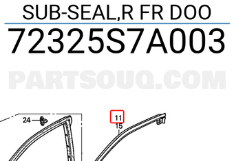 Honda 72325S7A003 SUB-SEAL,R FR DOO
