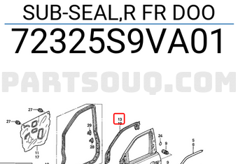 Honda 72325S9VA01 SUB-SEAL,R FR DOO