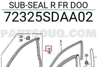 Honda 72325SDAA02 SUB-SEAL R FR DOO
