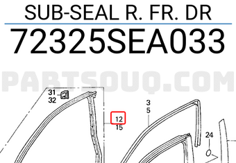 Honda 72325SEA033 SUB-SEAL R. FR. DR