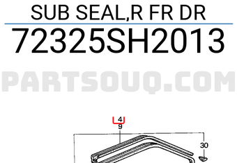 Honda 72325SH2013 SUB SEAL,R FR DR