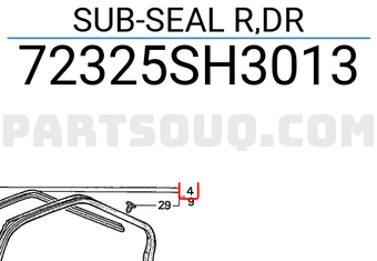 Honda 72325SH3013 SUB-SEAL R,DR