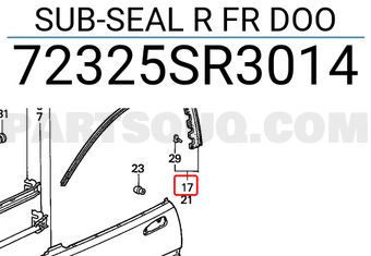 Honda 72325SR3014 SUB-SEAL R FR DOO