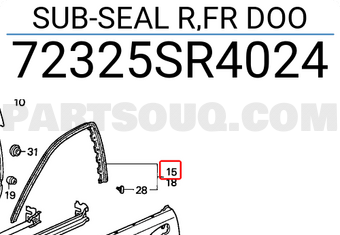 Honda 72325SR4024 SUB-SEAL R,FR DOO