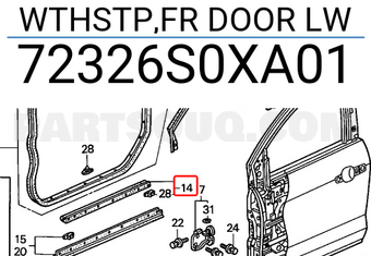 Honda 72326S0XA01 WTHSTP,FR DOOR LW