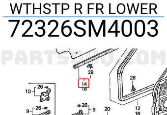Honda 72326SM4003 WTHSTP R FR LOWER