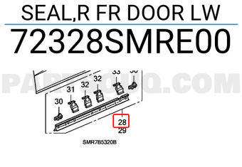 Honda 72328SMRE00 SEAL,R FR DOOR LW